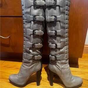 Reed Krakoff Charcoal Over the Knee Boots with Straps